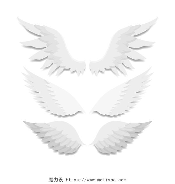 白色天使翅膀元素PNG素材